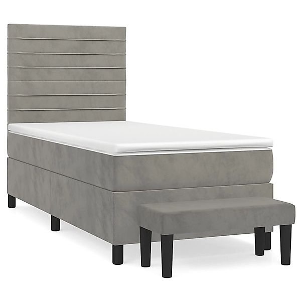 vidaXL Boxspringbett mit Matratze Hellgrau 100x200 cm Samt1357136 günstig online kaufen