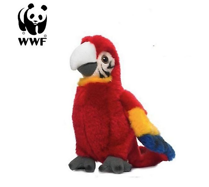 WWF Kuscheltier Plüschtier Hellroter Ara Papagei (mit Sound, 14cm), stehend günstig online kaufen