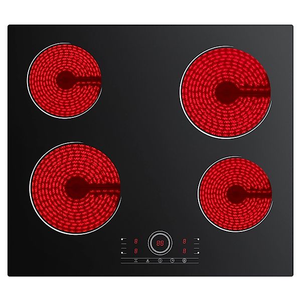 CDV Glaskeramik-Kochfeld 60 cm Cerankochfeld 4 Zonen 9 Stufen 6000 W CDVER6 günstig online kaufen