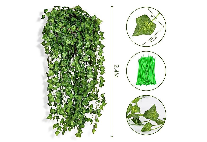 Künstliche Zimmerpflanze Efeu Künstlich Girlande 12 Stück Efeu Hängend Girl günstig online kaufen