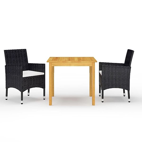 vidaXL 3-Tlg Garten-Essgruppe mit Kissen Schwarz 3095860 günstig online kaufen