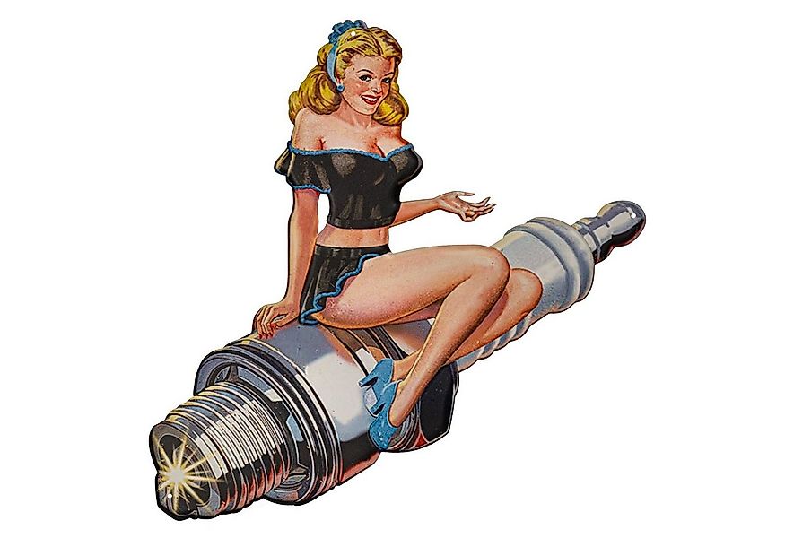 Moritz Metallschild Pin Up Frau Zündkerze Rockablilly, Vintage Retro Deko S günstig online kaufen