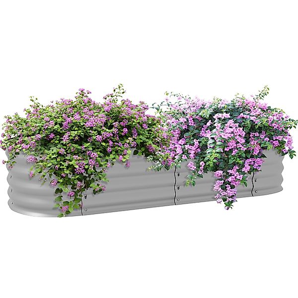Outsunny Garten-Bett Verzinktes Metall Silber 150L x 62B x 30Hcm günstig online kaufen