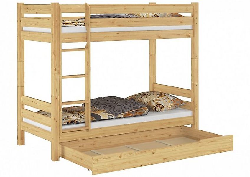 ERST-HOLZ Etagenbett Stockbett Teilbar 90 x 200 Kiefer mit Rollrost und Bet günstig online kaufen