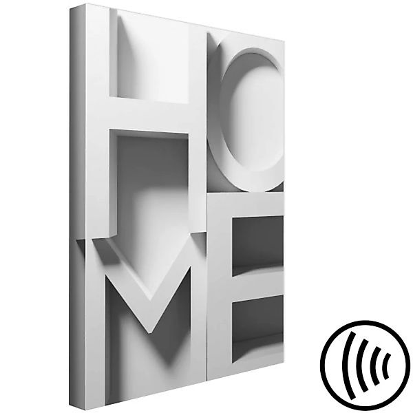 Wandbild 3D-Haus - dreidimensionaler Schriftzug Home in Weiß, Grau und Schw günstig online kaufen