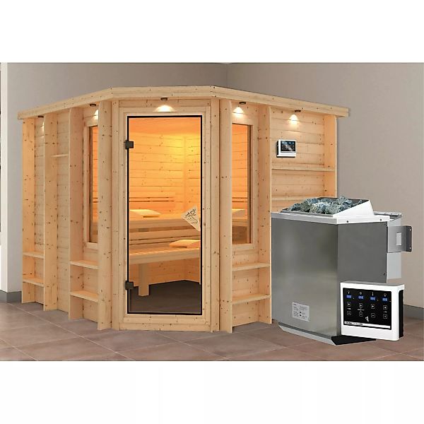 Karibu Sauna-Set Martha inkl. Bio-Ofen 9 kW mit ext. Steuerung günstig online kaufen