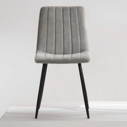 Esstisch Stuehle Hellgrau aus Webstoff und Metall 47 cm Sitzhöhe (4er Set) günstig online kaufen