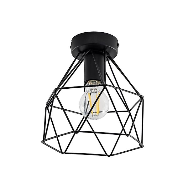 Deckenleuchte Patara, schwarz, Ø 20 cm, Gitterschirm, Metall günstig online kaufen