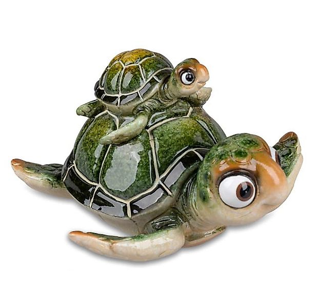 formano Dekofigur Schildkröte Harry + Kind grün 15 cm - Kunststein - glänze günstig online kaufen