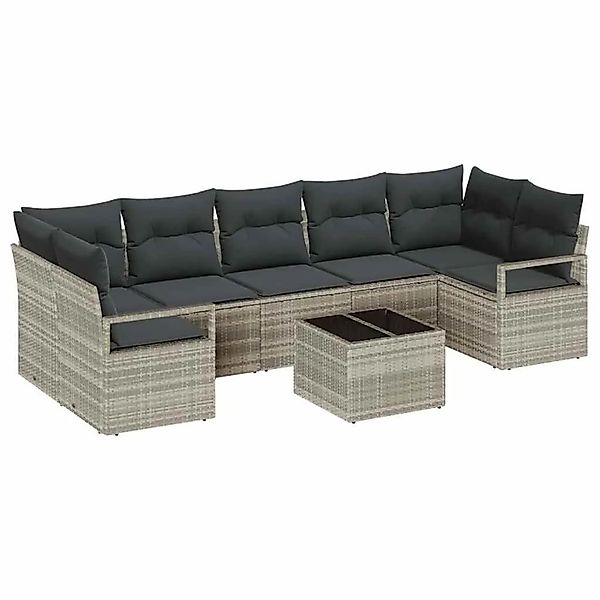 vidaXL Sofa Set mit Kissen 8-Tlg Hellgrau und Dunkelgrau Poly-Rattan 334630 günstig online kaufen