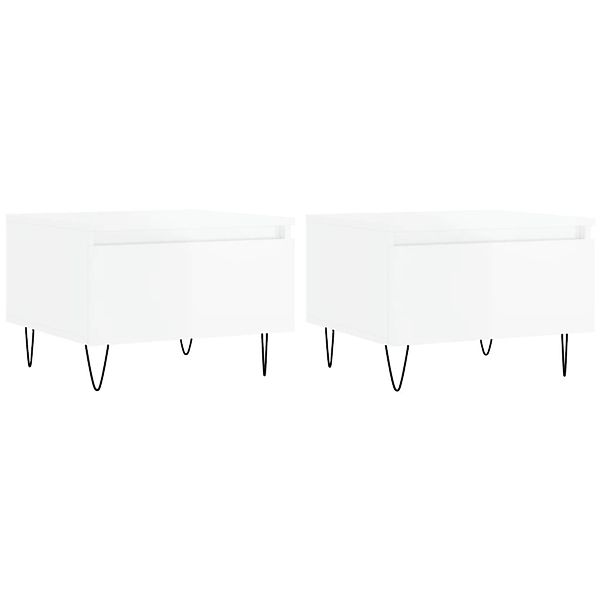 vidaXL Couchtische 2 Stk Hochglanz-Weiß 50x46x35 cm Holzwerkstoff 830865 günstig online kaufen