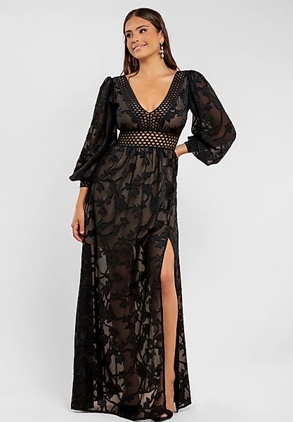 Goddiva Maxikleid Jacquard Lurex Burnout Front günstig online kaufen