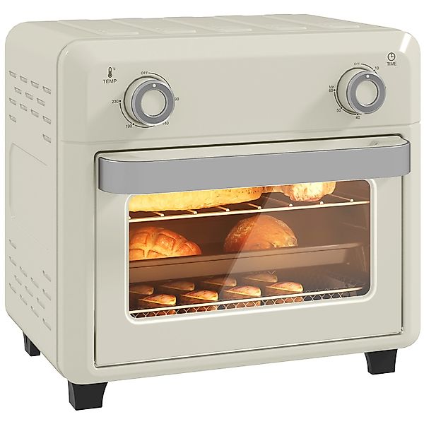 HOMCOM Minibackofen mit Umluft Edelstahl Cremeweiß 32L x 27,2B x 29,8H cm günstig online kaufen