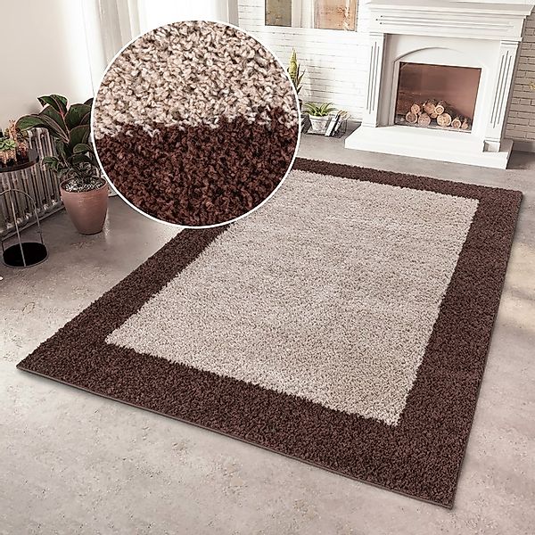 OTTO home Hochflor-Teppich »Liams« rechteckig 30 mm Höhe mit Bordüre, beson günstig online kaufen