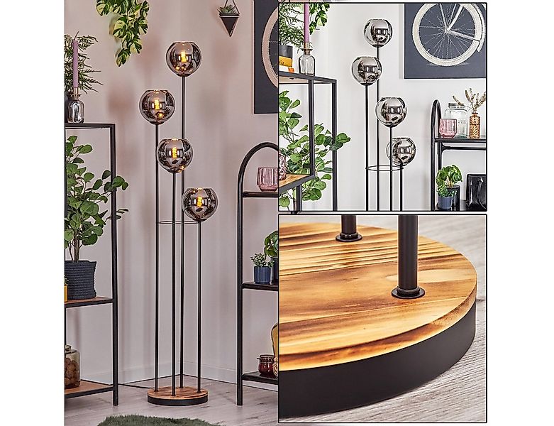 hofstein Stehlampe Stehlampe aus Metall/Holz/Glas in Schwarz/Natur/Chrom-/R günstig online kaufen