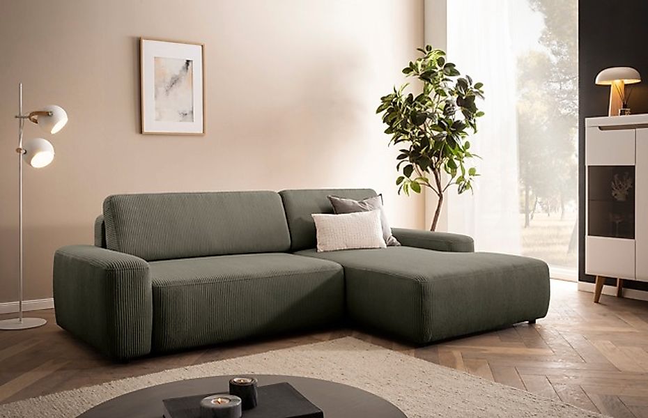Home affaire Ecksofa »TORGE (264cm), Schlafsofa in Cord, Samtvelours o Stru günstig online kaufen