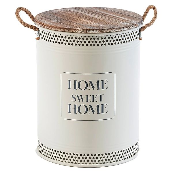 Kobolo Wäschekorb Korb HOME Gr L  40x52 cm Metall Holz mit Deckel Griffe günstig online kaufen