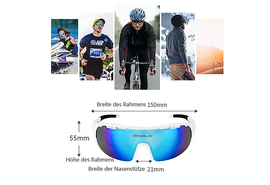 KINSI Fahrradbrille Polarisierte Radsportbrille mit UV Schutz,Sonnenbrille günstig online kaufen