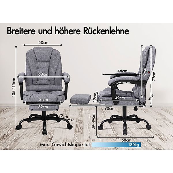ALFORDSON Bürostuhl mit Massagefunktion, Fußstütze und günstig online kaufen