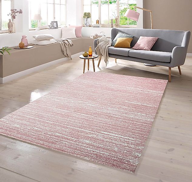TeppichHome24 Teppich Designer Teppich Kurzflor Uni Design in Rosa, rechtec günstig online kaufen
