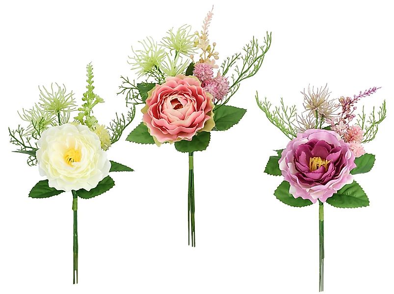 Kunstblume Rosenzweig 3er, I.GE.A., Höhe 24 cm, 24cm Kunstrosen Rosenstrauß günstig online kaufen