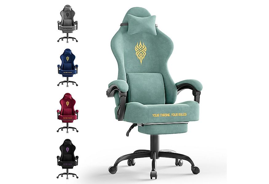 Ferghana Gaming-Stuhl Massage Gaming Sessel mit Fußstütze 90-135° Rückenleh günstig online kaufen