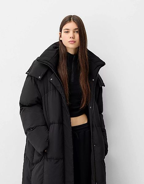 Bershka Langer Puffmantel Damen M Schwarz günstig online kaufen