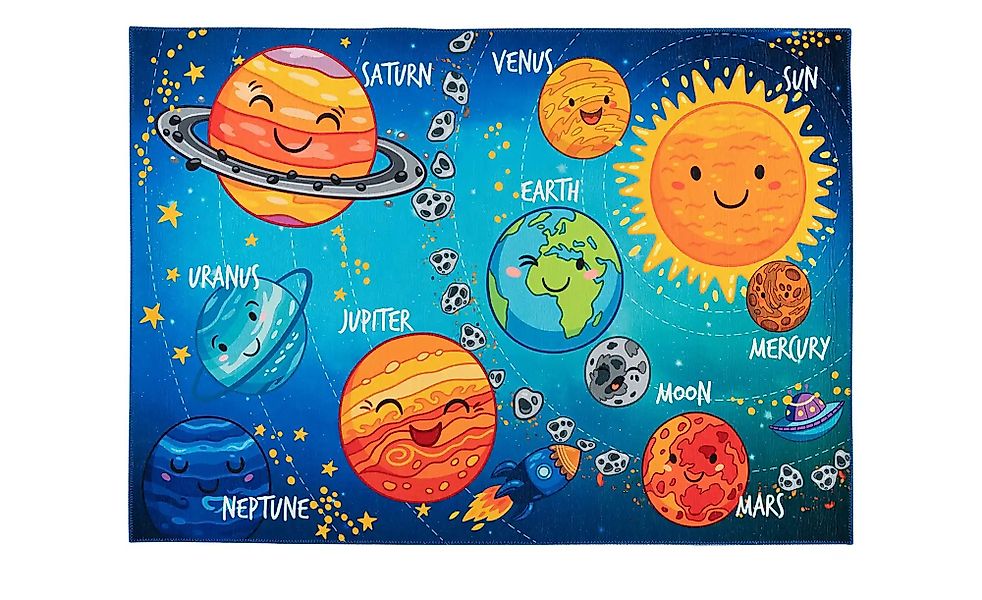 Kinderteppich  Solarsystem ¦ mehrfarbig ¦ Synthetische Fasern ¦ Maße (cm): günstig online kaufen