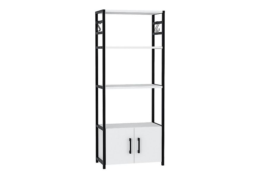 en.casa Küchenregal, »Arhuni« mit 2 Türen 139x56x30 cm Weiß günstig online kaufen