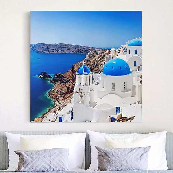 Leinwandbild - Quadrat View Over Santorini günstig online kaufen