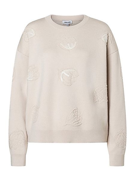 MORE&MORE Rundhalspullover stylisher Feinstrickpullover, Pailletten günstig online kaufen