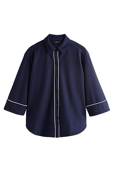 Next Blusenshirt Langärmeliges, geknöpftes Poloshirt, Randstreifen (1-tlg) günstig online kaufen
