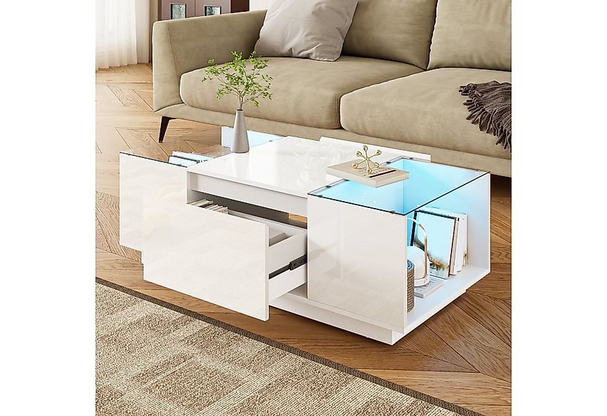 Merax Couchtisch Sofatisch Beistelltisch mit LED-Beleuchtung (1-St., 105 L günstig online kaufen