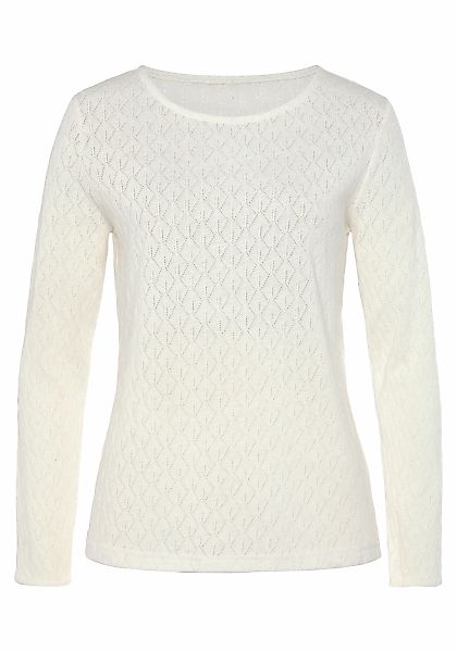 Vivance Langarmshirt "mit modischem Ajour-Muster" aus weichem Baumwollstric günstig online kaufen