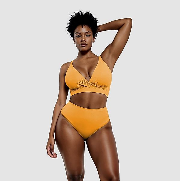 Creamy Fabrics Badeanzug Twist Bikini mit Shaping Bikinihose-Neon Orange-3X günstig online kaufen