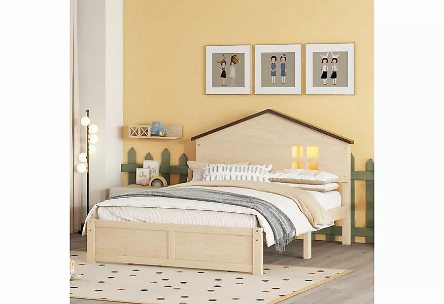 MODFU Kinderbett Doppelbett, kleine Fensterdekoration, LED-Nachtlicht (140* günstig online kaufen