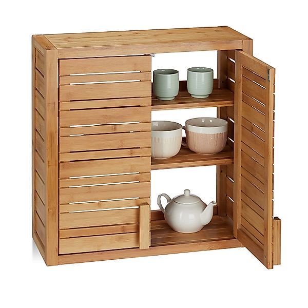 relaxdays Hängeschrank Wandschrank Bambus günstig online kaufen