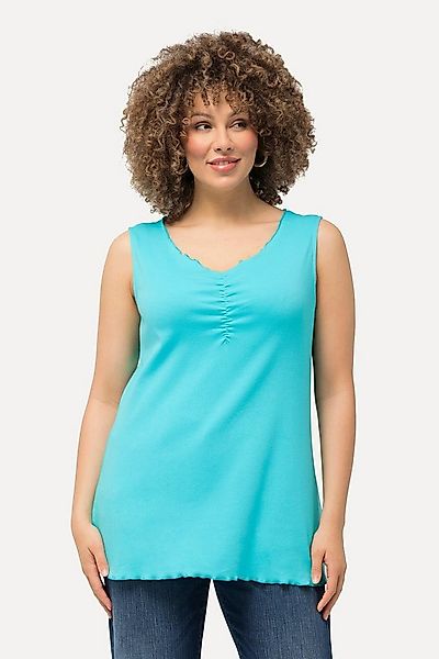 Ulla Popken Longtop Ripptop Wellenkanten Slim V-Ausschnitt ärmellos günstig online kaufen