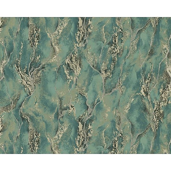 EDEM 421ST28 Grafik Tapete Spachteloptik Metallic Smaragd-Grün Braun 1,06 m günstig online kaufen