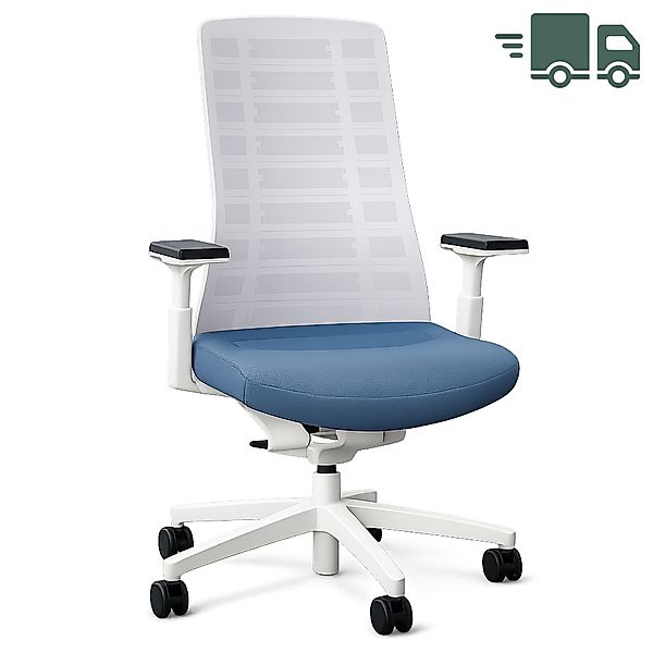 Interstuhl PUREis3 PU213 Bürostuhl | Netzrücken weiß | Bezug blaugrau | 4D- günstig online kaufen