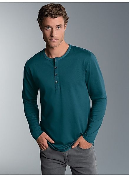 Trigema Longsleeve TRIGEMA Langarmshirt mit Knopfleiste günstig online kaufen