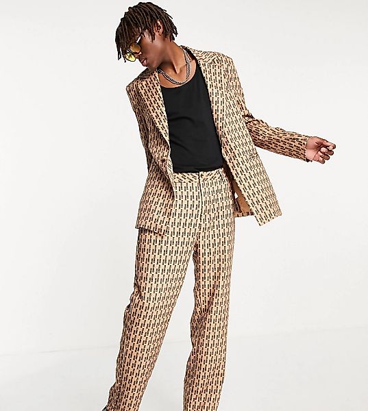 Reclaimed Vintage Inspired – Gerade geschnittene Hose mit Monogramm-Muster- günstig online kaufen