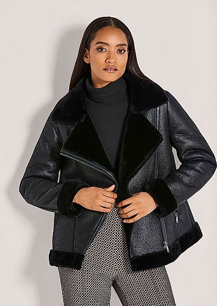 MADELEINE Outdoorjacke Edle Bikerjacke mit Reverskragen Asymmetrischer Reiß günstig online kaufen