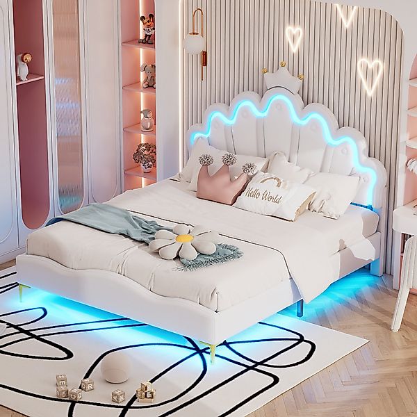 Ulife Polsterbett LED Kinderbett Einzelbett mit günstig online kaufen