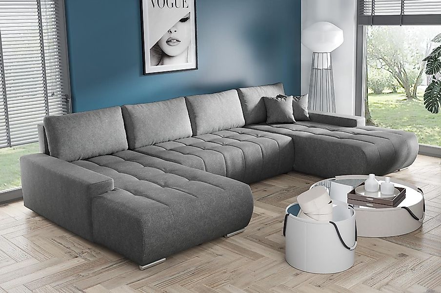 Compleo Ecksofa mit Schlaffunktion aus Velourstoff günstig online kaufen