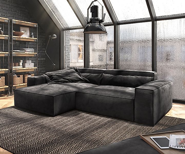 DELIFE Ecksofa Sirpio, XL Mikrofaser Schwarz günstig online kaufen
