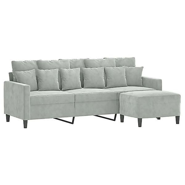 vidaXL 3-Sitzer-Sofa mit Hocker Hellgrau 180 cm Samt 3201107 günstig online kaufen