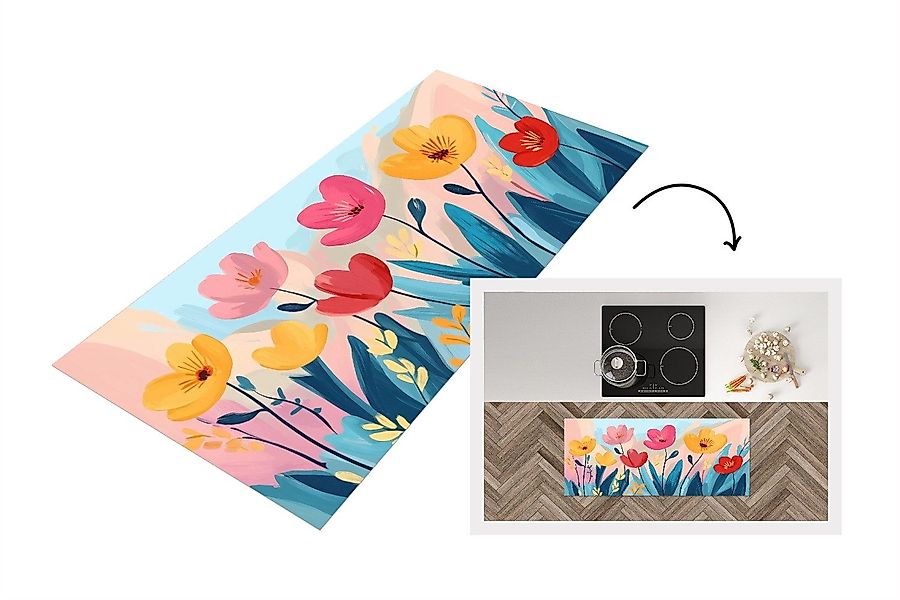 MuchoWow Küchenläufer Illustration - Blumen - günstig online kaufen