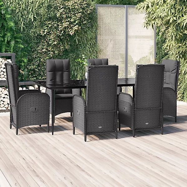 Vidaxl 7-tlg. Garten-lounge-set Mit Kissen Schwarz Poly Rattan günstig online kaufen