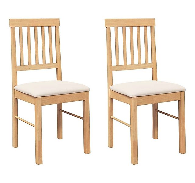 vidaXL Esszimmerstuhl Esszimmerstühle mit Kissen 2 Stk. Massivholz Gummibau günstig online kaufen